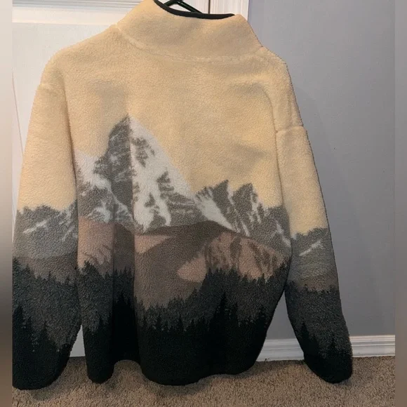 Cotton On Men's Cream and Gray Zip Up Sweater - Picture 4 of 4